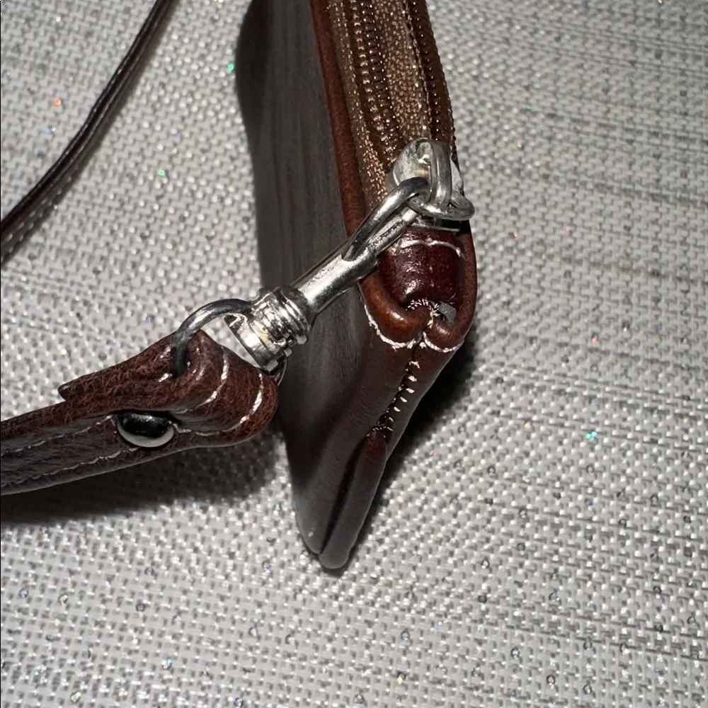 DANILOS Chestnut Brown Genuine Leather Wristlet Pouch Wallet